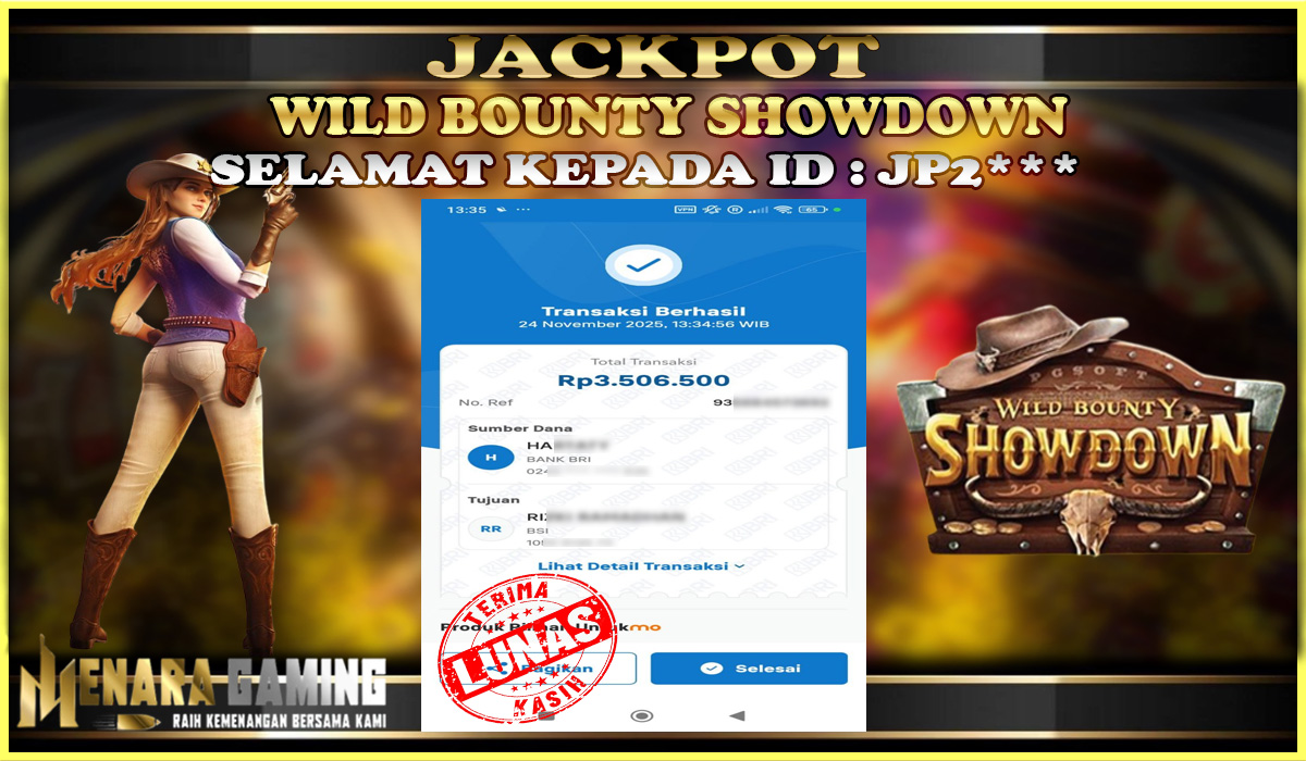 MENARAGAMING JACKPOT PG SOFT WILD BOUNTY SHOWDOWN Rp. 3.000.000,- LUNAS
