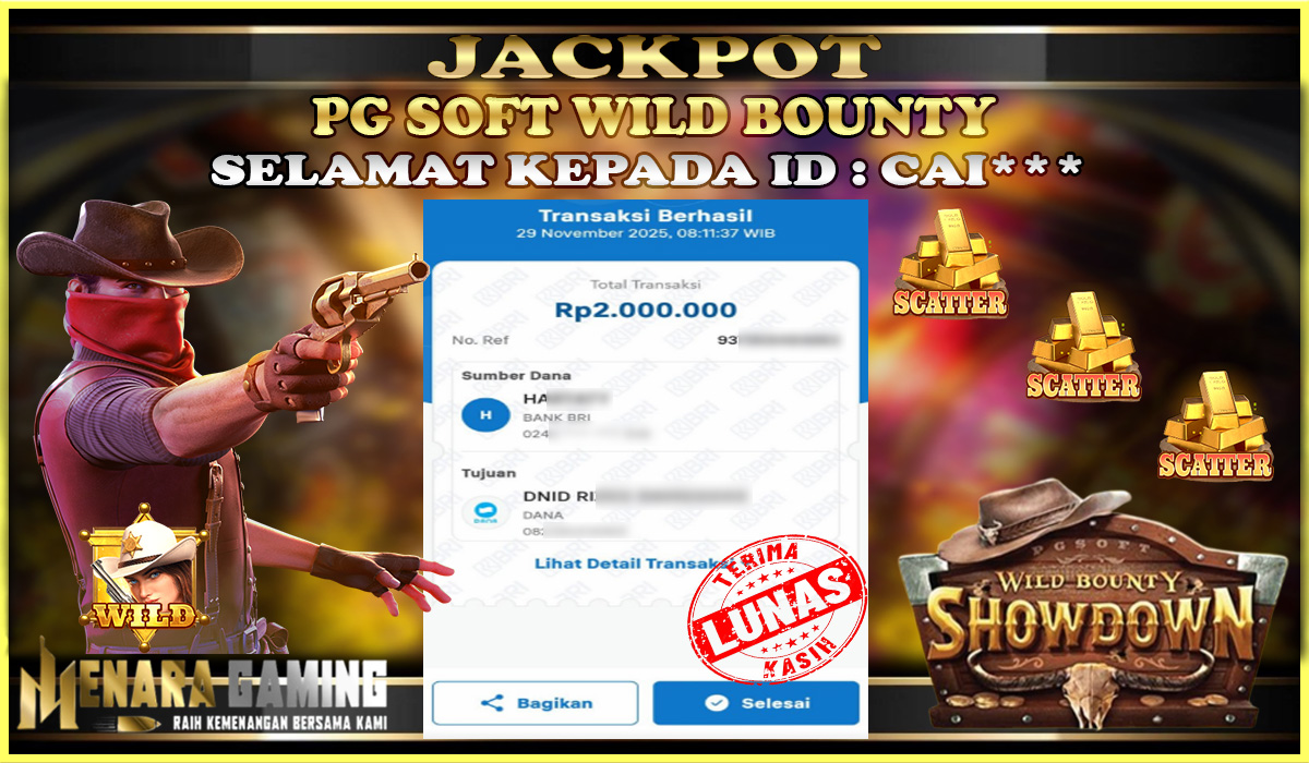 MENARAGAMING JACKPOT PG SOFT WILD BOUNTY SHOWDOWN Rp. 2.000.000,- LUNAS