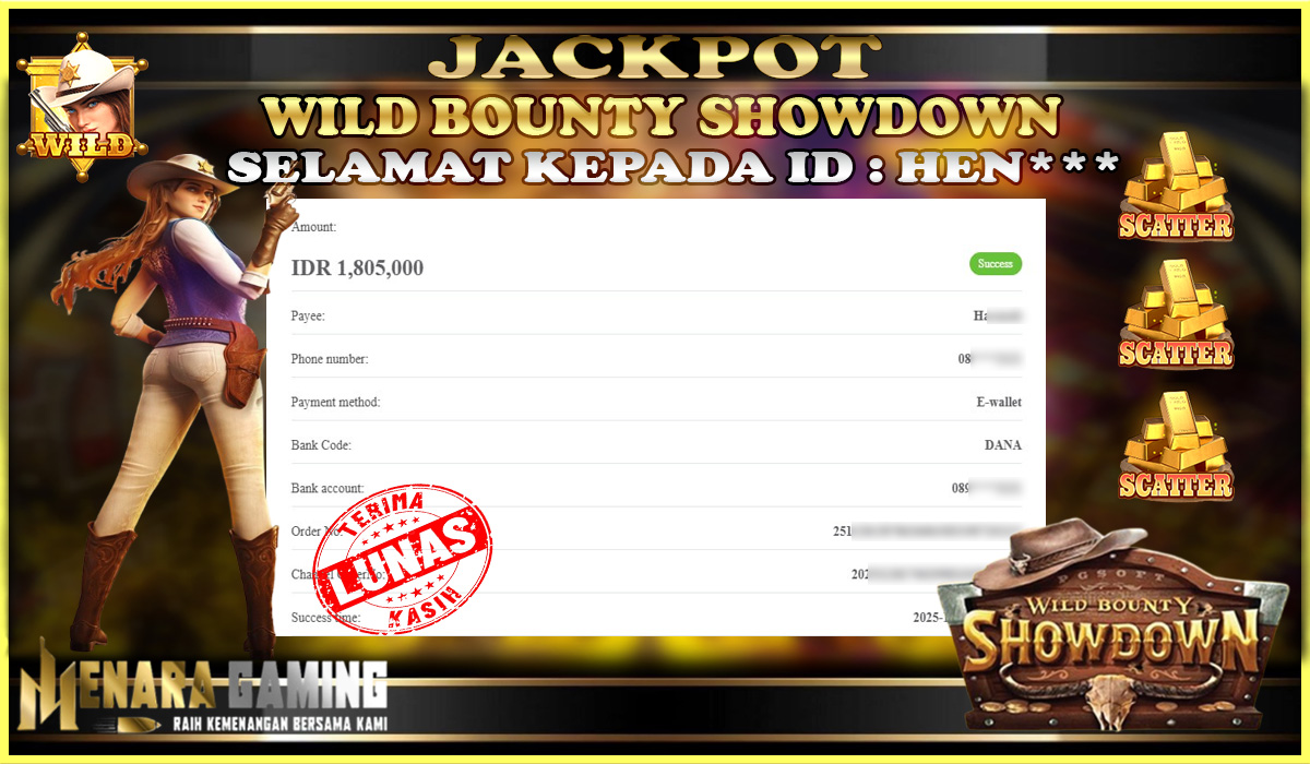 MENARAGAMING JACKPOT PG SOFT WILD BOUNTY SHOWDOWN Rp. 1.000.000,- LUNAS
