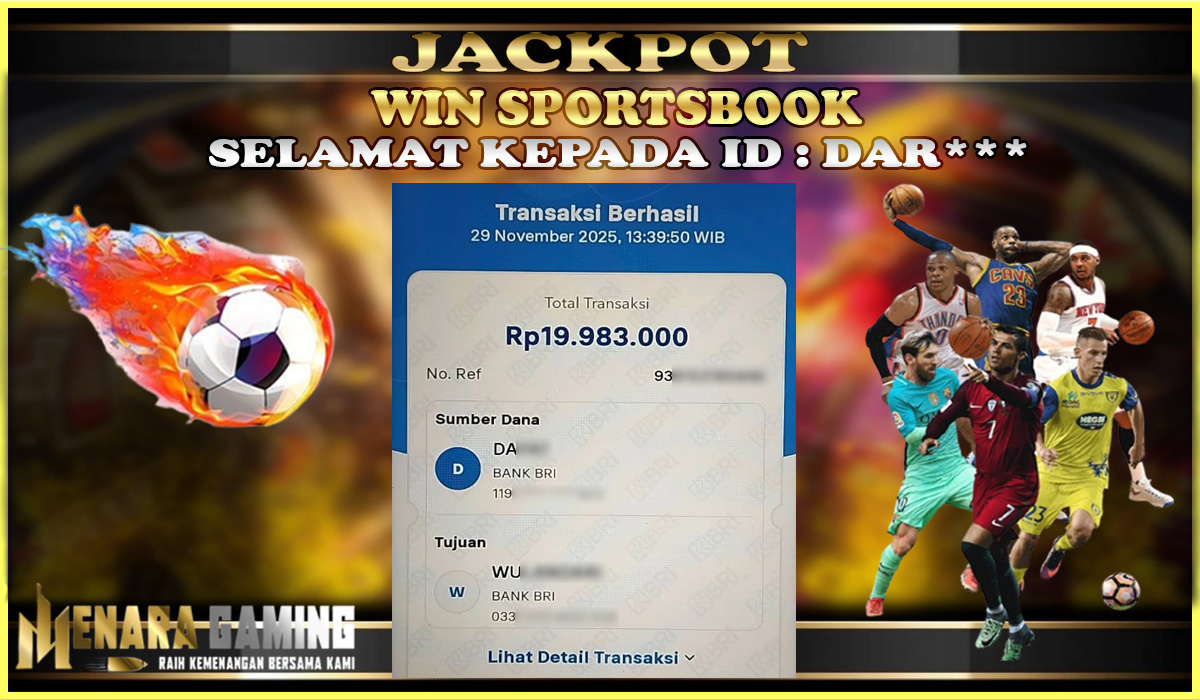 MENARAGAMING JACKPOT SPORTSBOOK Rp. 19.000.000,- LUNAS