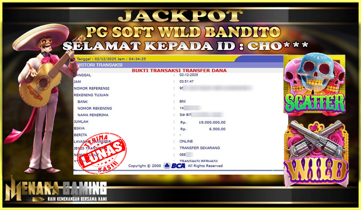 MENARAGAMING JACKPOT PG SOFT WILD BANDITO Rp. 19.000.000,- LUNAS