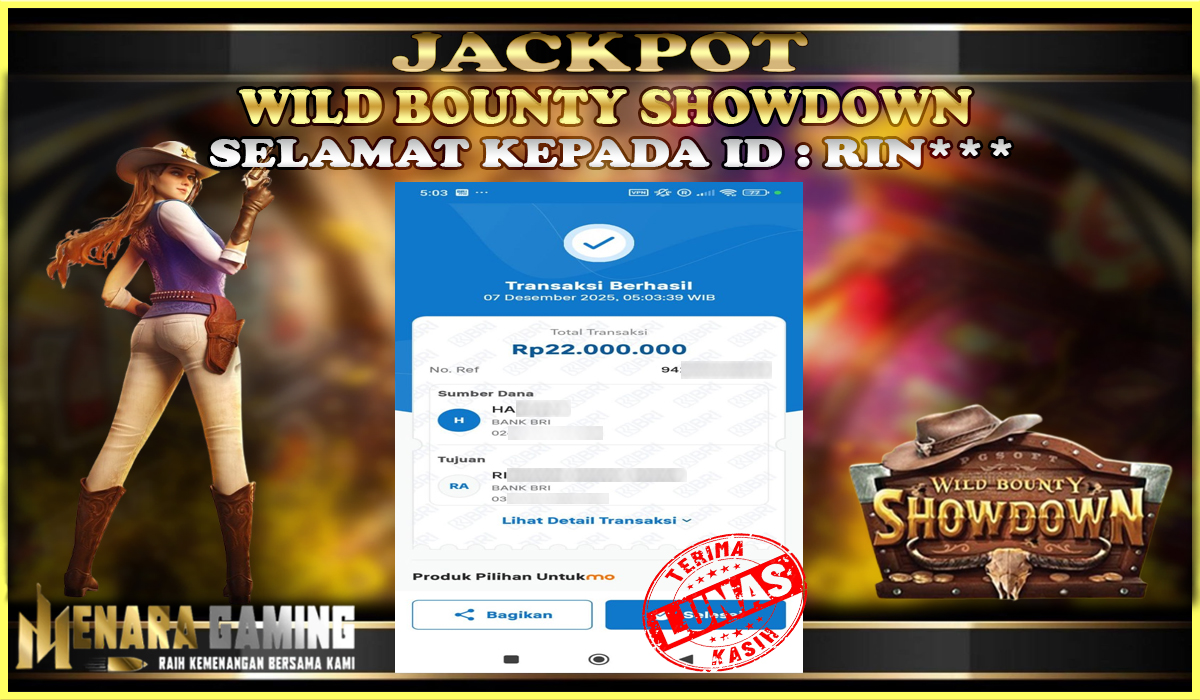 MENARAGAMING JACKPOT PG SOFT WILD BOUNTY SHOWDOWN Rp. 22.000.000,- LUNAS