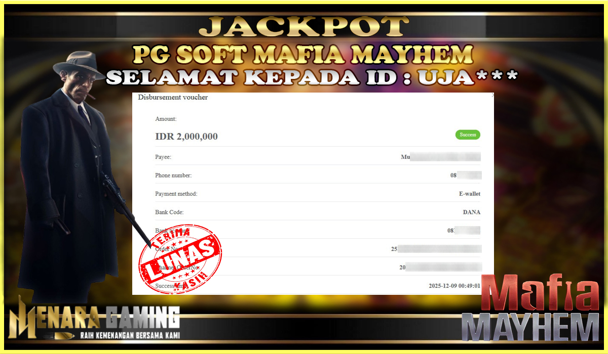 MENARAGAMING JACKPOT PG SOFT MAFIA MAYHEM Rp. 2.000.000,- LUNAS