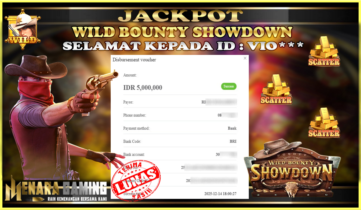 MENARAGAMING JACKPOT PG SOFT WILD BOUNTY SHOWDOWN Rp. 5.000.000,- LUNAS